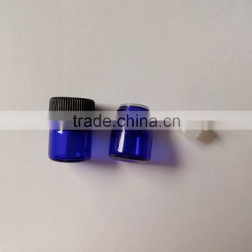 1ml 1/4 Dram Blue Glass Vials, Orifice Reducers, and Black Caps