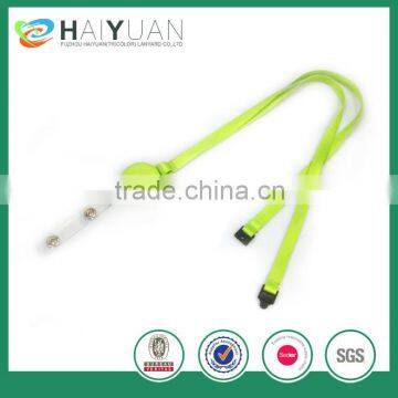 plain neon green lanyard with pull reel badge holder