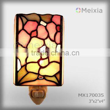 MX170035 wholesale tiffany style stained glass flower plug night light