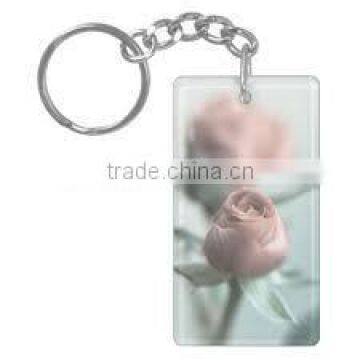 Promotional custom clear acrylic printing key chain with metal ring