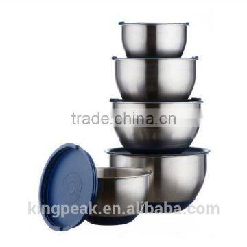2015 Best Selling Product 5-piece stainless steel mixing bowls/Serving Bowl Rubber Silicone base/Kitchen salad bowls