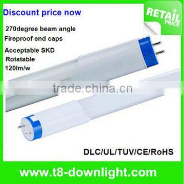 DLC FCC Approval Rotatable 2ft 4ft 9W 22W T8 LED Tube light