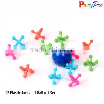 Hot Sale Plastic Beautiful Bounce Back Ball and 12 Jacks Funny Ball and Jacks Set