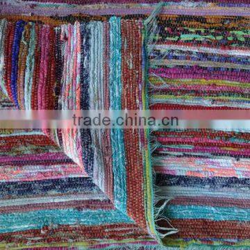 Hand Loomed Chindi Rag Rug Ethnic Floor Carpet Vintage Durrie Boho Throw