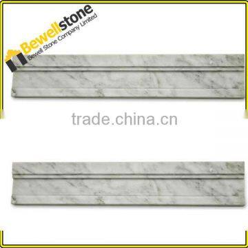 Chinese 3/4X3/4X12 Polished Oriental White (Dongfang White )Pencil Marble Basebord & Liner Marble Tile