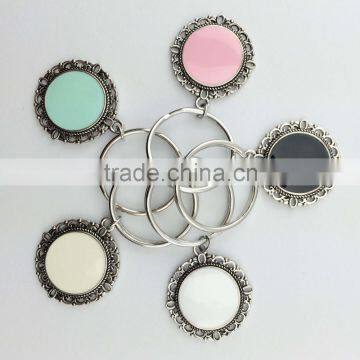 Personalized Vinyl Enamel Disc Filigree Monogram Key Chians photo-4