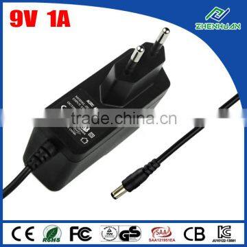 Hair clipper charger 9V 1A wall power supply AC 100-240V to DC 9V