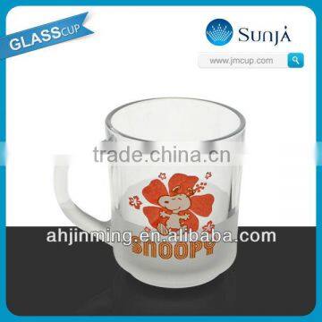 SH66 new design Snoopy glass juice cup children like frosted Snoopy glass juice cup mug with handle