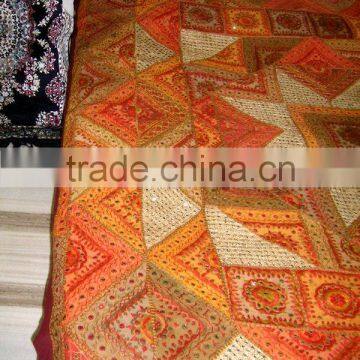 Online wholesale catalog of embroidered Bedspreads,mirror work bedspreads Bedsheets