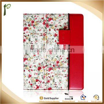 Popwide newest 2014 Flower Printing PU Leather Notebook Case for ipad mini3 case