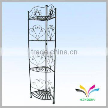 Hot-sale antiqued classical 4 tiers black metal wire floor type colorful decoration wall shelf                        
                                                Quality Choice