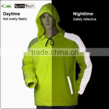 men's safety conscious high visibility clothing reflective hoody