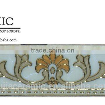 Foshan factory golden polished crystal border tiles design decor border tile 30x8 A304890