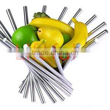Modern Fashion Creative Stainless Steel Fruit Bowl Rotating Fruit Basket (Matte)