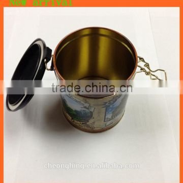 food grade tin box with plastic lid,coffee box,metal can