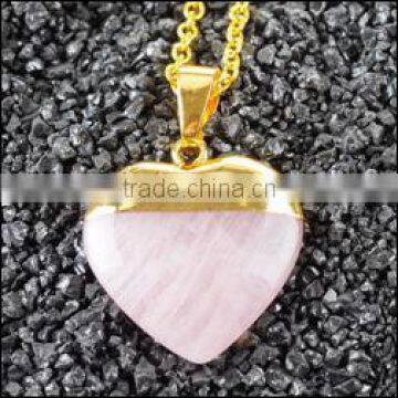 Popular heart shaped Golden Electroformed head Natural Stone Necklaces For Women crystal quartz necklace
