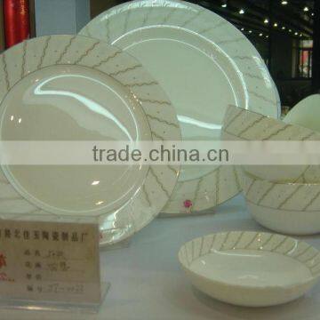 Western style coupe shape 97pcs porcelain ceramic crockery bone china dinner set