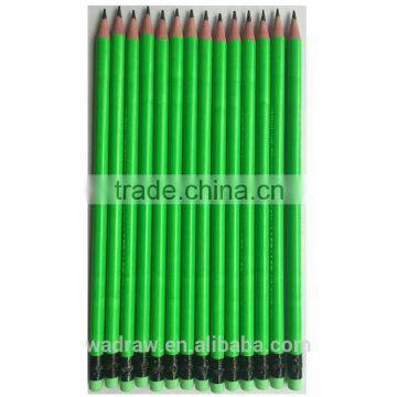 Pencil production Fluorescent paint HB Plastic Pencil with Eraser