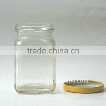 250ML Square Glass Jar with lug cap