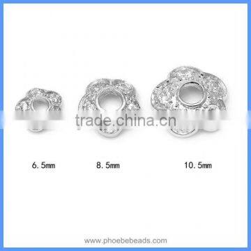 6mm 8mm 10mm CZ Zircon Micro Pave 925 Sterling Silver Flower Bead Caps Spacer Torus Accessories For DIY Jewelry SBC-HT005