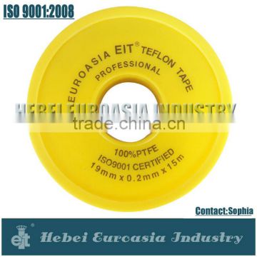 Yellow Color Shell PTFE Tapes 100% PTFE Seal Tape