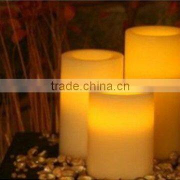 Set of 3 LED amber flickering flameless wax pillar candle