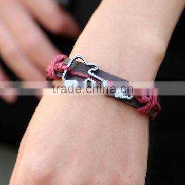 Stainless Steel Heavy Rhinestone Punk Bracelet Leather magnetic bracelet