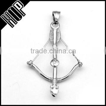 Best selling fashion stainless steel silver plated bows and arrow pendant