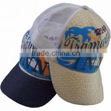 knitted paper front with mesh back printing 5 panel trucker hat,paper trucker cap