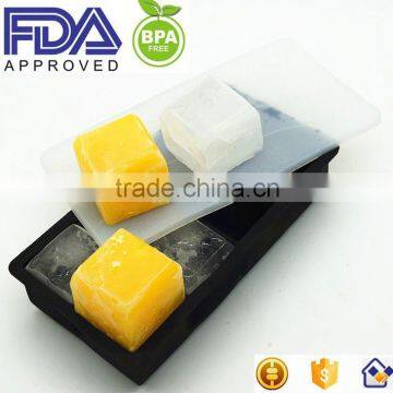 8 Cavity Whiskey King Square Silicone Ice Cube Tray With Lid