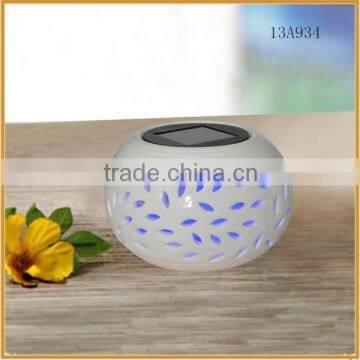 hotsale ceramic garden lantern solar led rechargeable lights