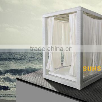 Hospitality rattan patio daybed with curtains/garden rattan daybed