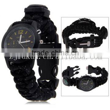 Handmade Paracord Polyester Watch Fashion Paracord Watch With Compassm Flint Whistle photo-4