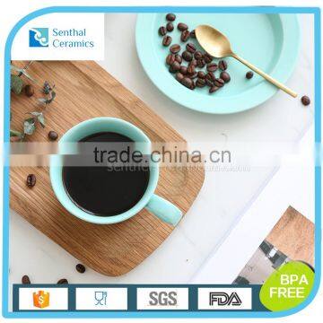 Chaozhou wholesale factory ceramic color glaze coffee cup and saucer set for gift promotion