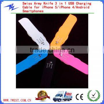 Christmas Gift swiss Army Knife usb multi charge cable for iPhone 5/iPhone 4/Android Smartphones