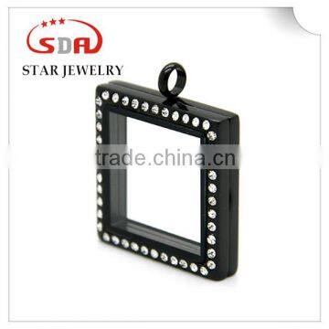  China supplier wholesale new products stainless steel floating locket charm pendant square shape pendants multicolor