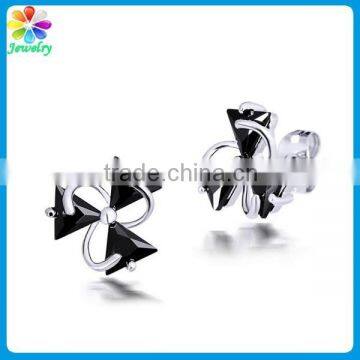 Bulk knot black stone new model stud earring