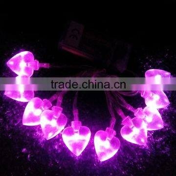 led string light with heart/light christmas led battery light strings