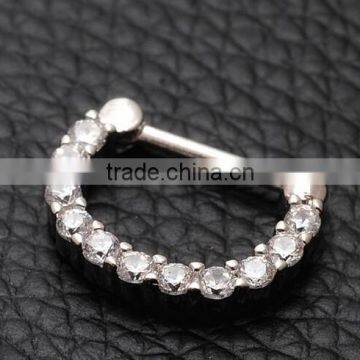 Septum Clicker Nose Rings CZ Gem Ear Piercing Cuff Diath Cartilage photo-4