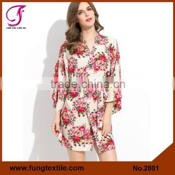 FUNG 2801 Women Floral Cotton Robe