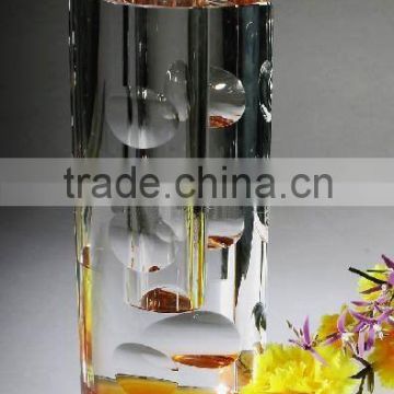 Black decoration cut crystal vase