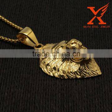 316L Stainless Steel Gold Roar Africa Lion King Head Stong Mens America Gold Pendant Different Types Of Pendant Chains Jewelry photo-3