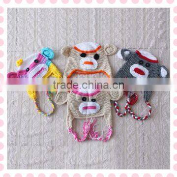 Wholesale factory price cute monkey winter Hats for kids