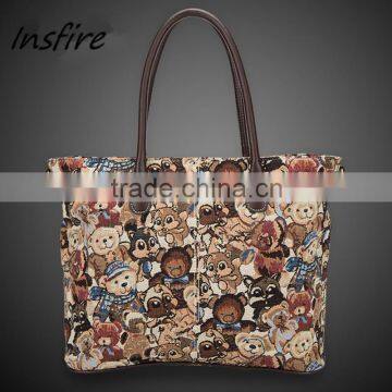 New style fashion bear canvas ladies designer handbag canvas tote bag bulk