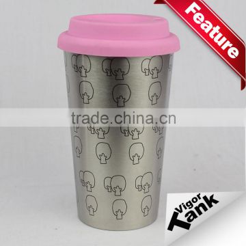 Stainless Steel Eco-friendly Coffee Mug with Silicone Lid