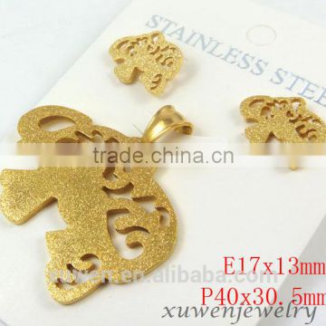 sand finish animal shape stainless steel gold filled jewelry set