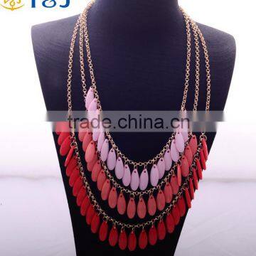 >>>2016 New Fashion Bohemian Style Acrylic Women Pendant Necklace Multilayer Water Drop Shape Collar Necklace/