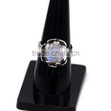 Moonstone Round Cabochon 925 Sterling Silver Rings photo-2
