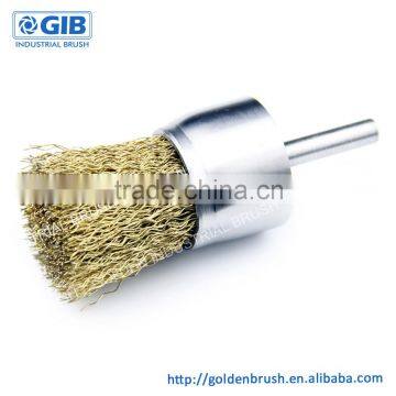 30 mm OD Brass Wire End Brush with 6 mm Shank, Brass Wire Power Brush