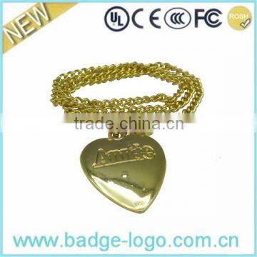 heart shape customized gold plated dog tags pendant
